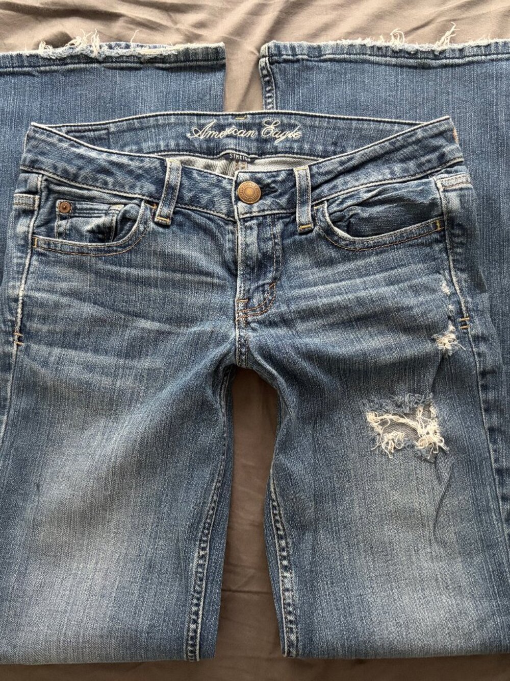 American Eagle Hipster Stretch Distressed Denim Jeans - 2
